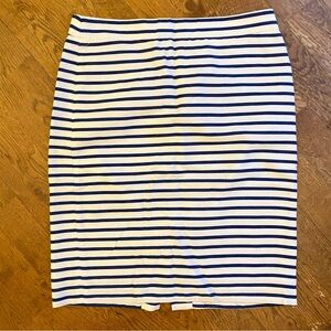 J. Crew Navy and White Striped Pencil Skirt